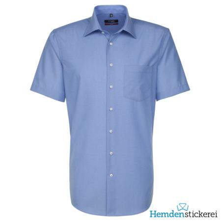Seidensticker Hemd REGULAR 1/2-Arm Kent-Kragen Brusttasche Blau